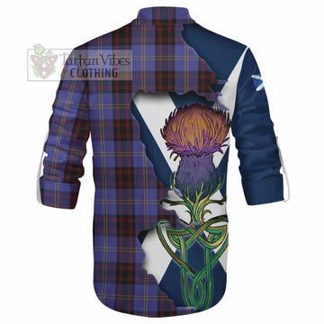 Rutherford Tartan Family Crest Ghillie Kilt Shirt Scottish Thistle Celtic Inspired