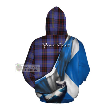 Rutherford Tartan Cotton Hoodie with Family Crest Scotland Patriotic Style