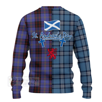 Tartan Vibes Clothing Rutherford Tartan Knitted Sweater Happy St. Andrew's Day Half Tartan Style