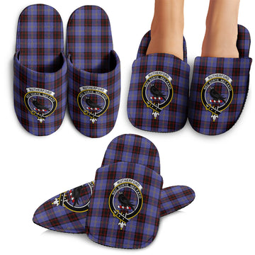 Rutherford Tartan Home Slippers with Family Crest