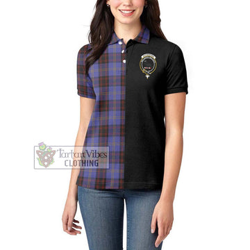 Rutherford Tartan Women's Polo Shirt with Family Crest and Half Of Me Style - Tartanvibesclothing Shop