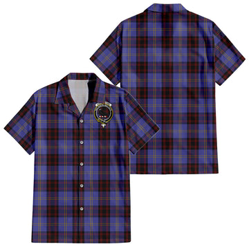 Rutherford Tartan Short Sleeve Button Down Shirt with Family Crest