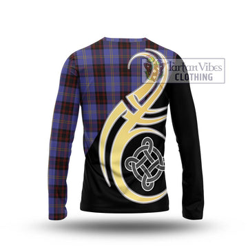 Rutherford Tartan Long Sleeve T-Shirt with Family Crest and Celtic Symbol Style - Tartan Vibes Clothing