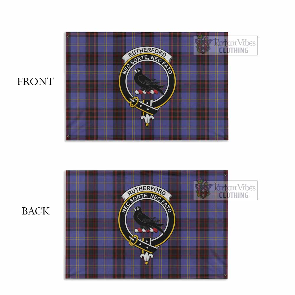 Tartan Vibes Clothing Rutherford Tartan House Flag with Family Crest