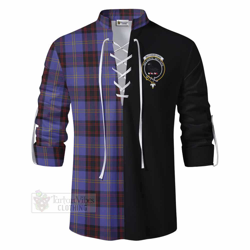 Tartan Vibes Clothing Rutherford Tartan Ghillie Kilt Shirt with Family Crest and Half Of Me Style