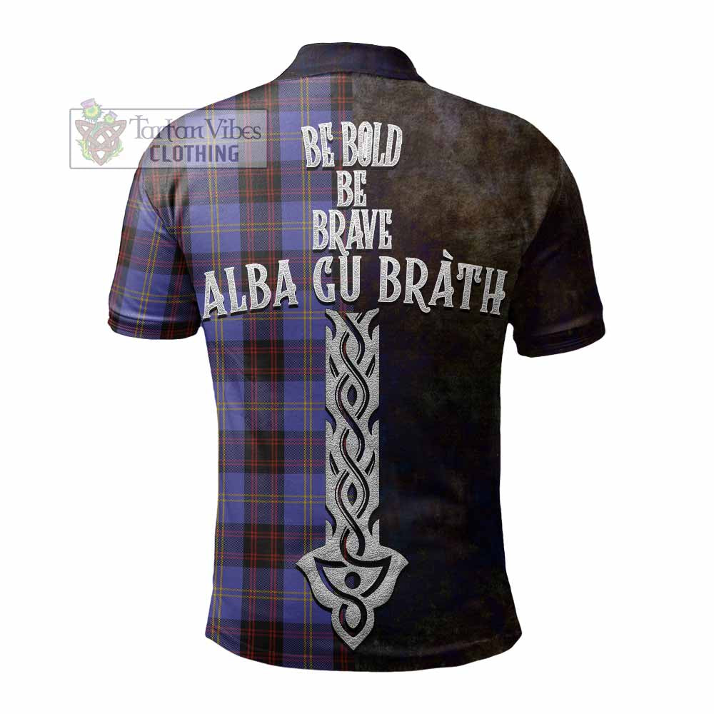 Tartan Vibes Clothing Rutherford Tartan Family Crest Polo Shirt Alba Gu Brath Be Brave Lion Ancient Style