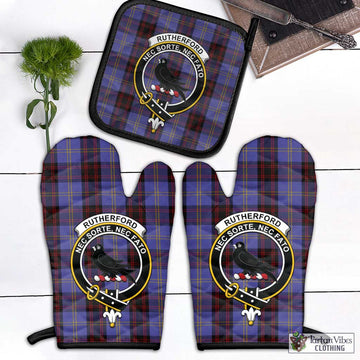 Rutherford Tartan Combo Oven Mitt & Pot-Holder with Family Crest Combo 1 Oven Mitt & 1 Pot-Holder Black - Tartan Vibes Clothing