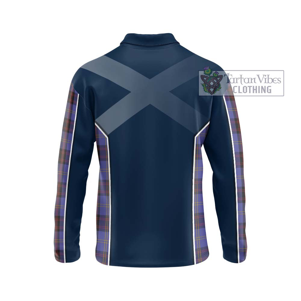 Rutherford Tartan Long Sleeve Polo Shirt with Family Crest and Lion Rampant Vibes Sport Style - Tartan Vibes Clothing