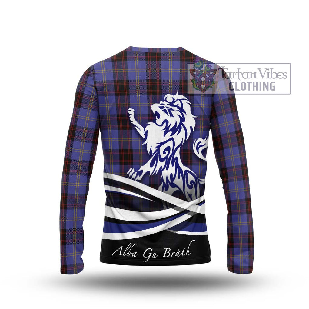 Rutherford Tartan Long Sleeve T-Shirt with Alba Gu Brath Regal Lion Emblem - Tartanvibesclothing Shop