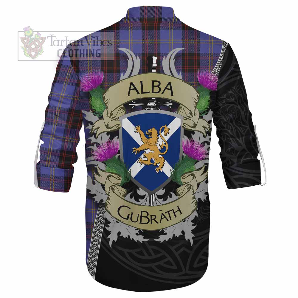 Tartan Vibes Clothing Rutherford Tartan Family Crest Ghillie Kilt Shirt Lion Rampant Royal Thistle Shield Celtic Inspired