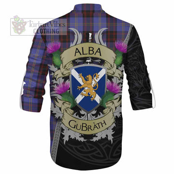 Rutherford Tartan Family Crest Ghillie Kilt Shirt Lion Rampant Royal Thistle Shield Celtic Inspired