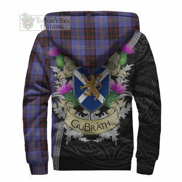 Rutherford Tartan Family Crest Sherpa Hoodie Lion Rampant Royal Thistle Shield Celtic Inspired