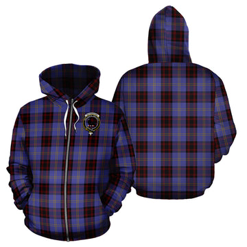 Rutherford Tartan Hoodie with Family Crest