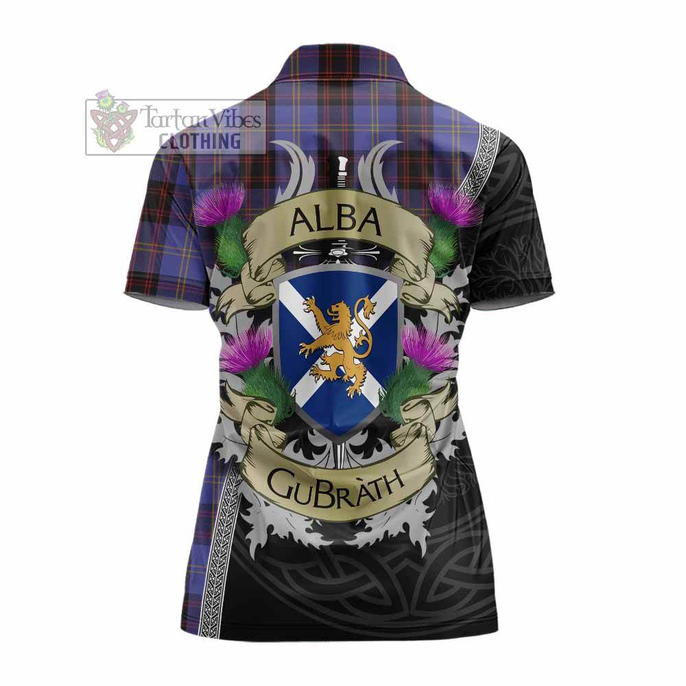 Tartan Vibes Clothing Rutherford Tartan Family Crest Women's Polo Shirt Lion Rampant Royal Thistle Shield Celtic Inspired