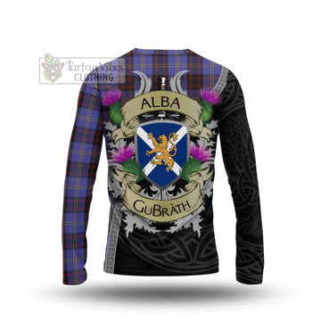 Tartan Vibes Clothing Rutherford Tartan Family Crest Long Sleeve T-Shirt Lion Rampant Royal Thistle Shield Celtic Inspired