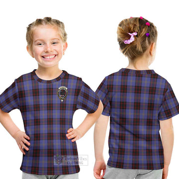 Rutherford Tartan Kid T-Shirt with Family Crest - Tartanvibesclothing Shop