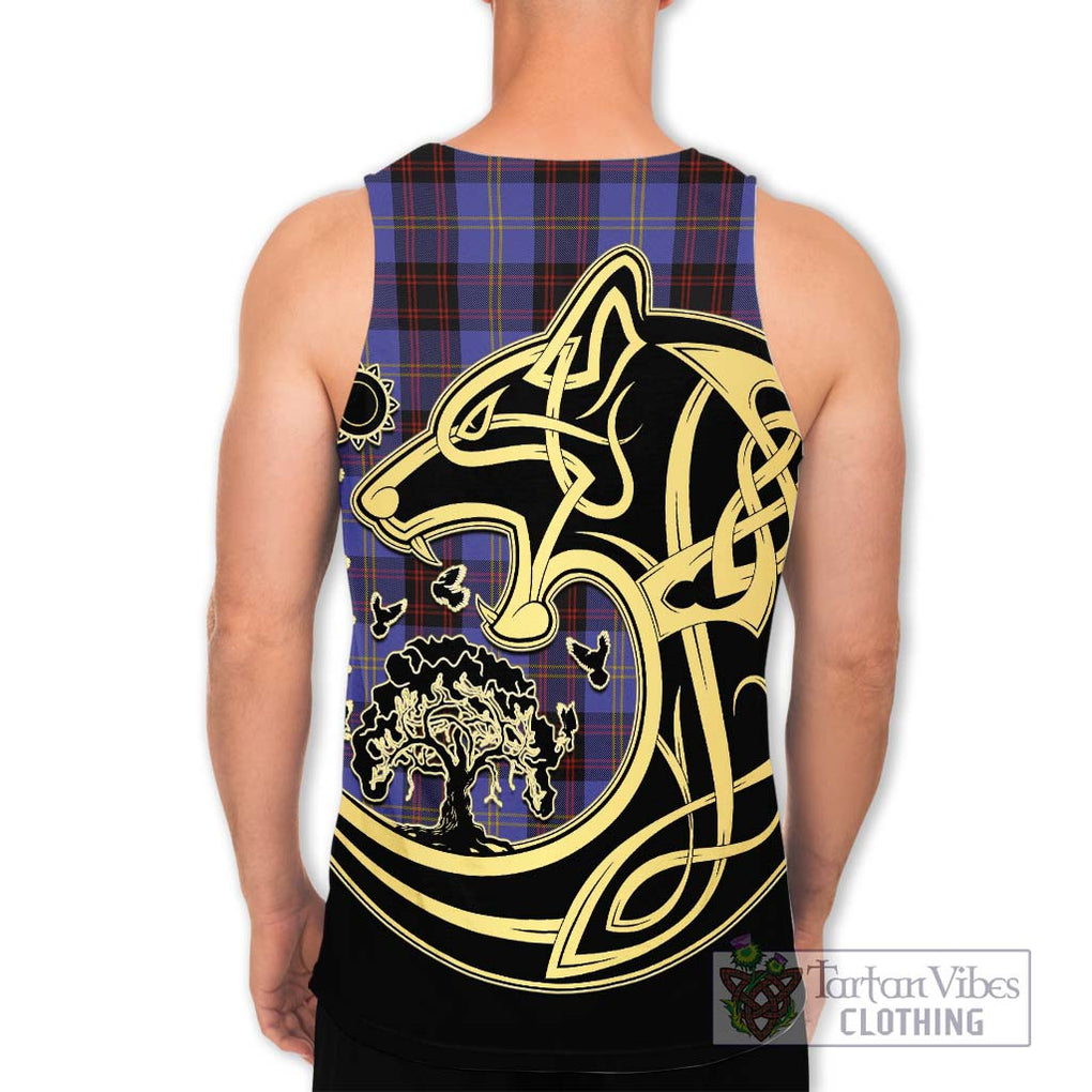 Rutherford Tartan Men's Tank Top with Family Crest Celtic Wolf Style - Tartan Vibes Clothing