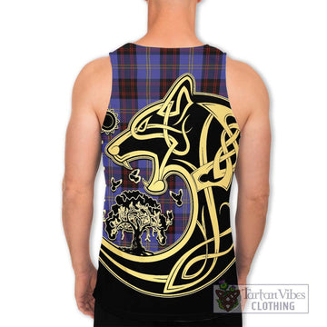 Rutherford Tartan Men's Tank Top with Family Crest Celtic Wolf Style - Tartan Vibes Clothing