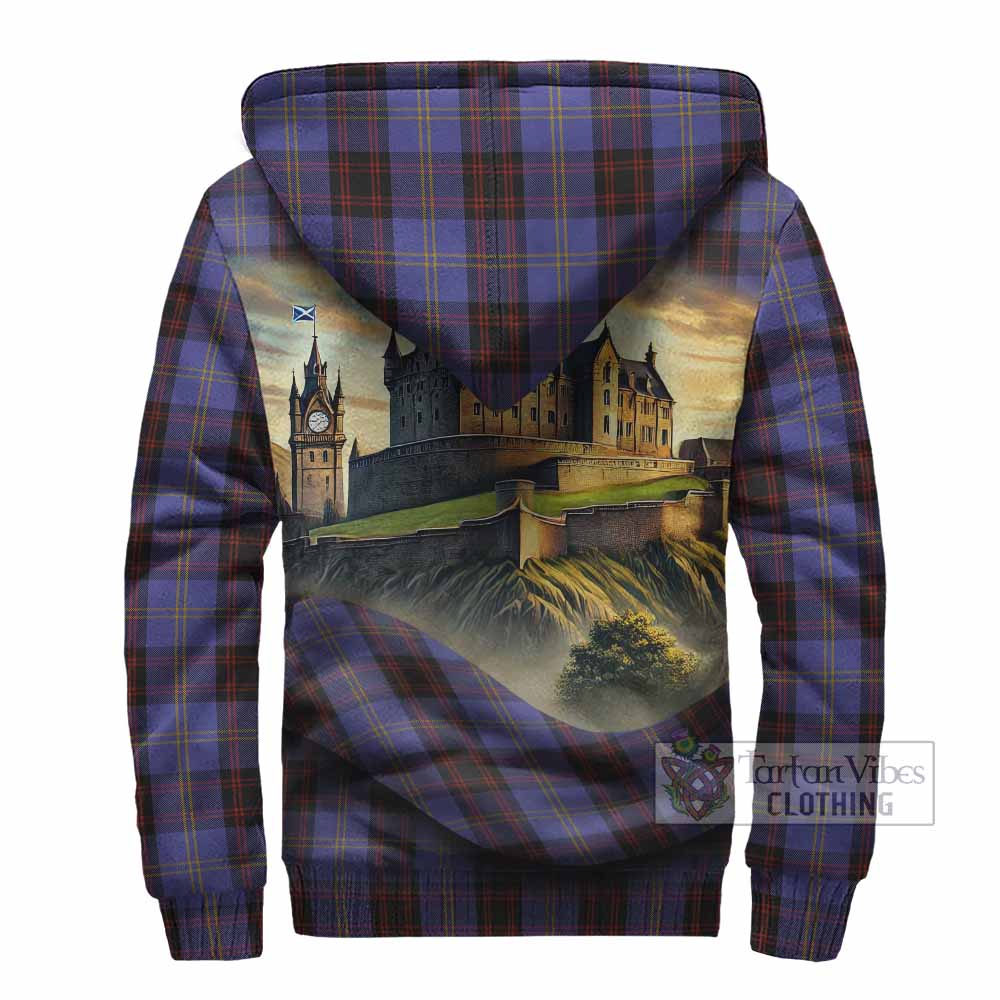 Tartan Vibes Clothing Rutherford Tartan Family Crest Sherpa Hoodie with Scottish Ancient Castle Style