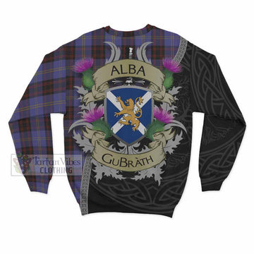 Tartan Vibes Clothing Rutherford Tartan Family Crest Sweatshirt Lion Rampant Royal Thistle Shield Celtic Inspired