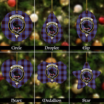 Rutherford Tartan Christmas Ornaments with Family Crest