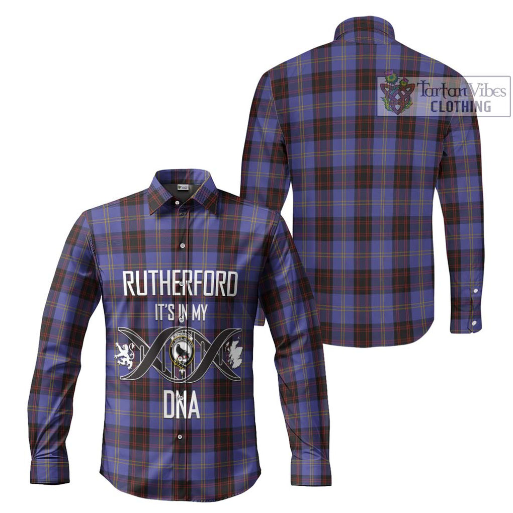 Rutherford Tartan Long Sleeve Button Shirt with Family Crest DNA In Me Style Men's Shirt - Tartanvibesclothing Shop
