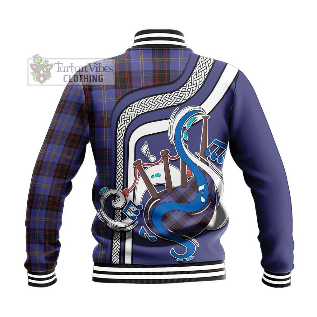 Tartan Vibes Clothing Rutherford Tartan Baseball Jacket with Epic Bagpipe Style
