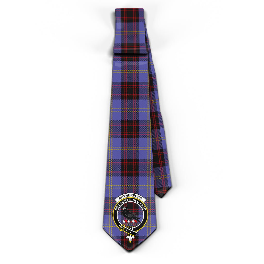 Rutherford Tartan Classic Necktie with Family Crest - Tartan Vibes Clothing