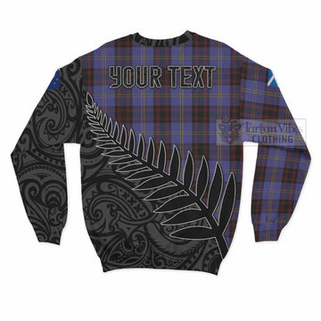 Tartan Vibes Clothing Rutherford Crest Tartan Sweatshirt with New Zealand Silver Fern Half Style