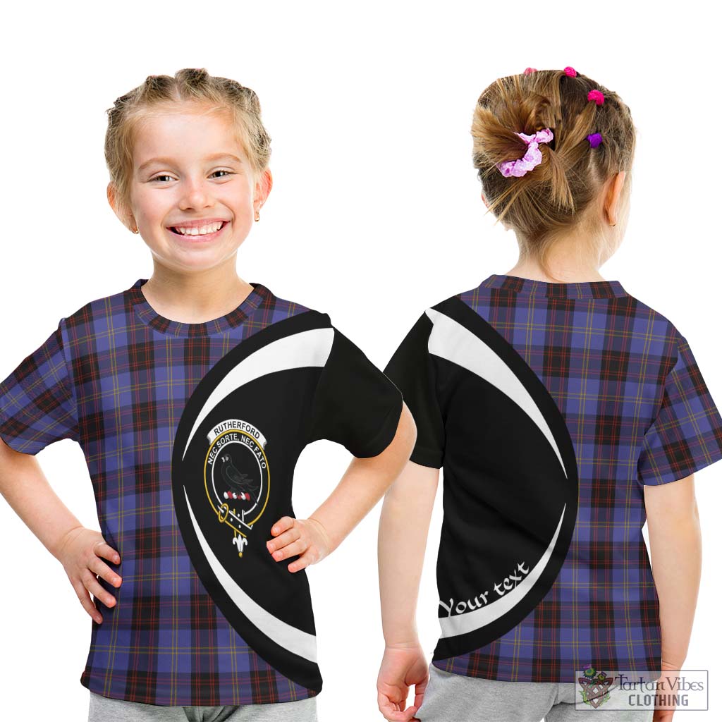 Rutherford Tartan Kid T-Shirt with Family Crest Circle Style - Tartan Vibes Clothing