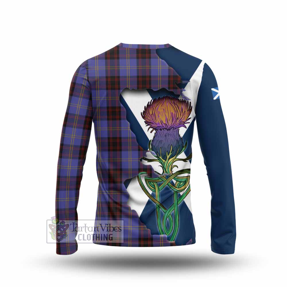 Tartan Vibes Clothing Rutherford Tartan Family Crest Long Sleeve T-Shirt Scottish Thistle Celtic Inspired