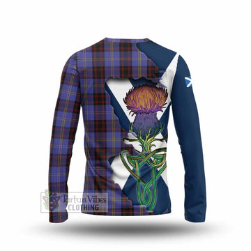 Tartan Vibes Clothing Rutherford Tartan Family Crest Long Sleeve T-Shirt Scottish Thistle Celtic Inspired