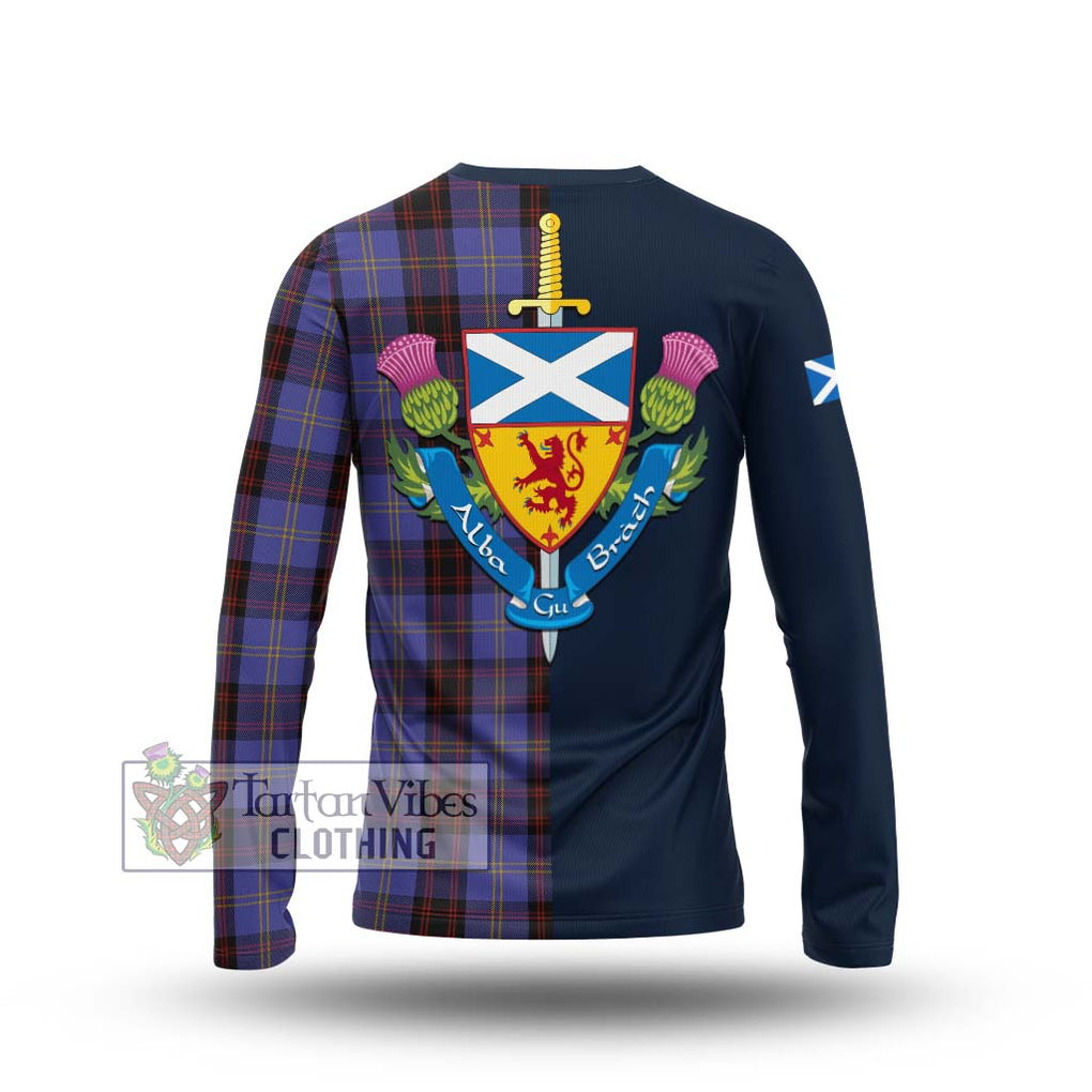 Tartan Vibes Clothing Rutherford Tartan Long Sleeve T-Shirt with Scottish Lion Royal Arm Half Style