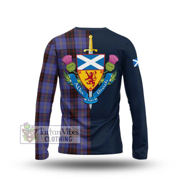 Tartan Vibes Clothing Rutherford Tartan Long Sleeve T-Shirt with Scottish Lion Royal Arm Half Style