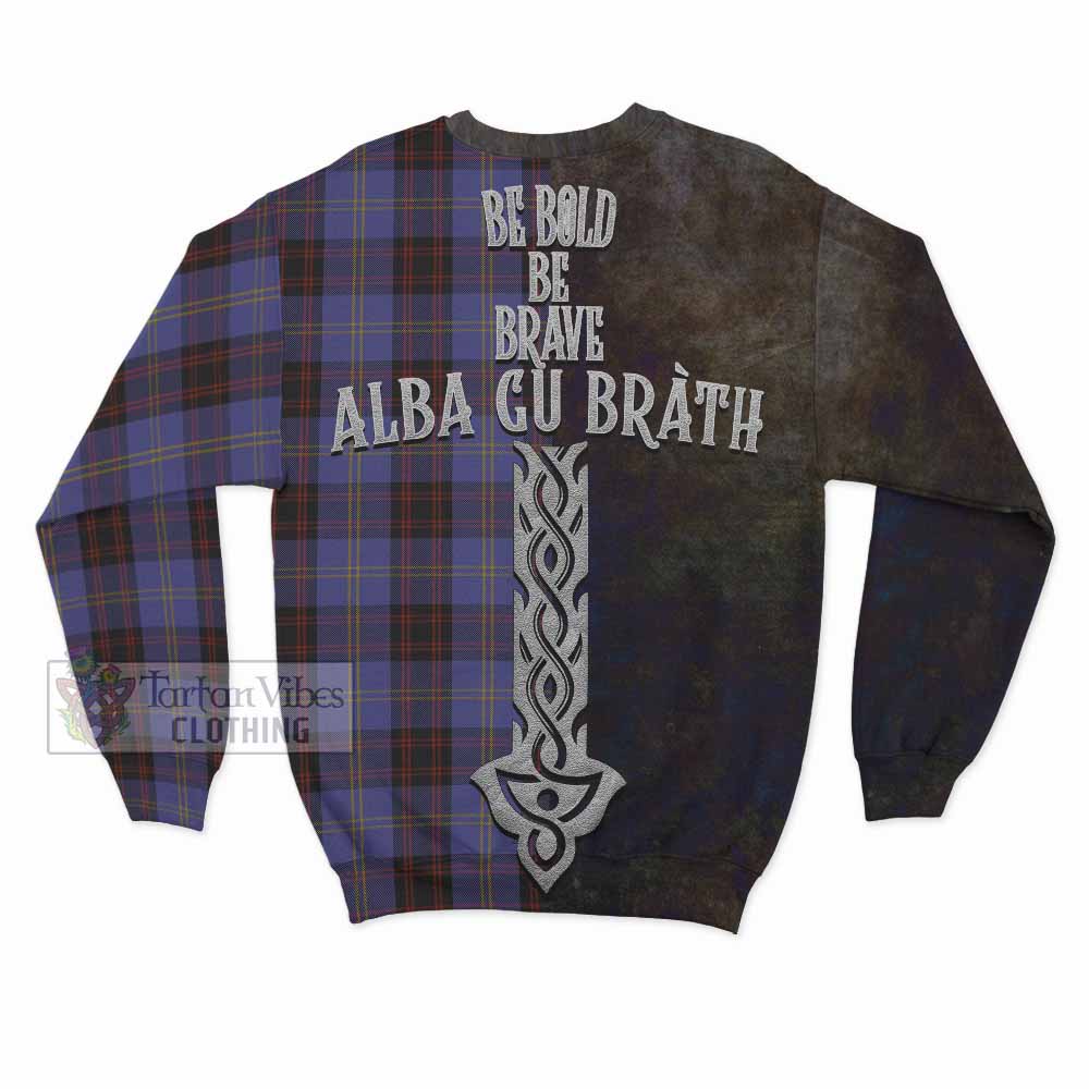 Tartan Vibes Clothing Rutherford Tartan Family Crest Sweatshirt Alba Gu Brath Be Brave Lion Ancient Style