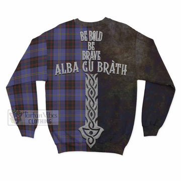 Tartan Vibes Clothing Rutherford Tartan Family Crest Sweatshirt Alba Gu Brath Be Brave Lion Ancient Style