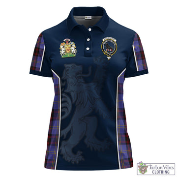 Rutherford Tartan Women's Polo Shirt with Family Crest and Lion Rampant Vibes Sport Style