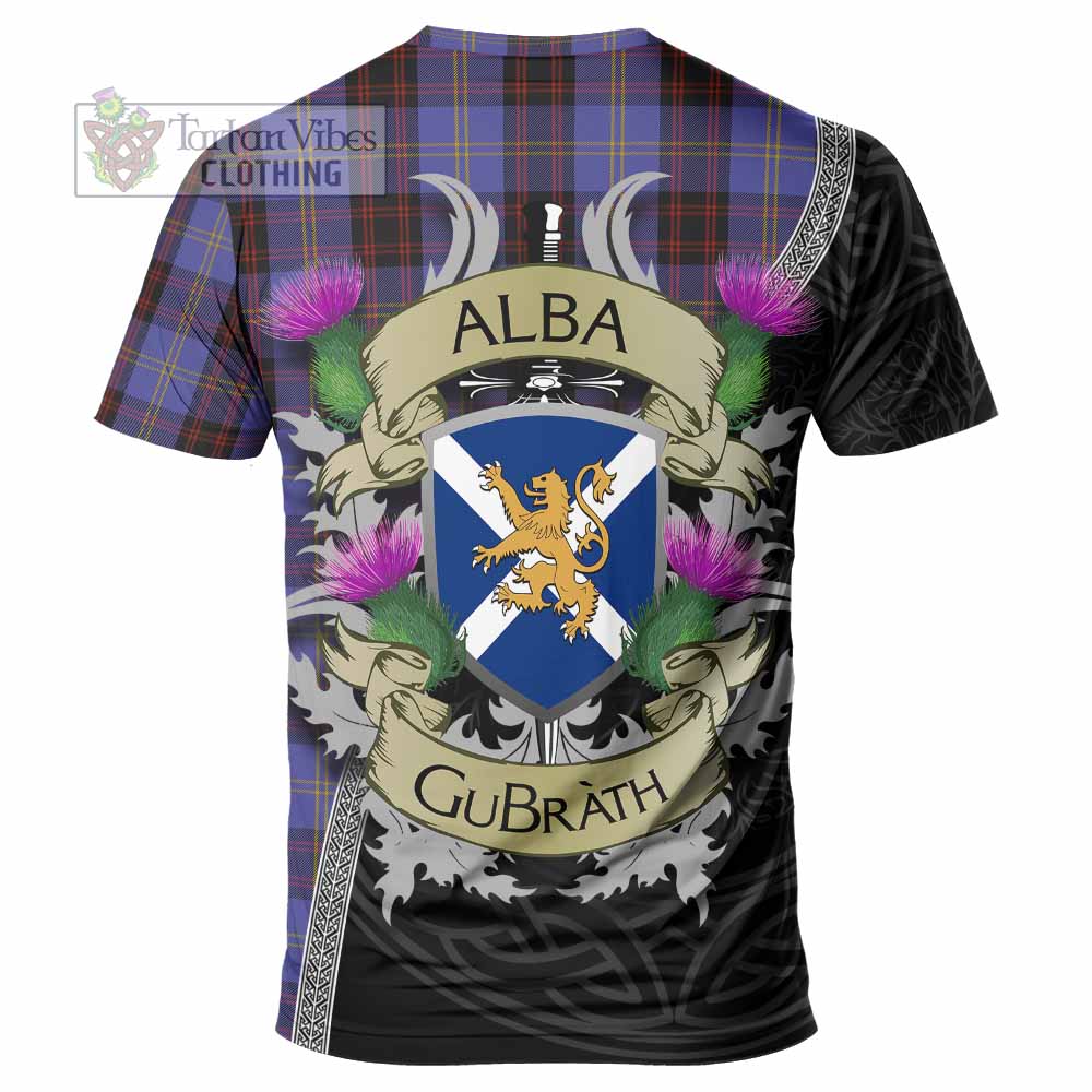 Tartan Vibes Clothing Rutherford Tartan Family Crest T-Shirt Lion Rampant Royal Thistle Shield Celtic Inspired