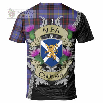 Tartan Vibes Clothing Rutherford Tartan Family Crest T-Shirt Lion Rampant Royal Thistle Shield Celtic Inspired