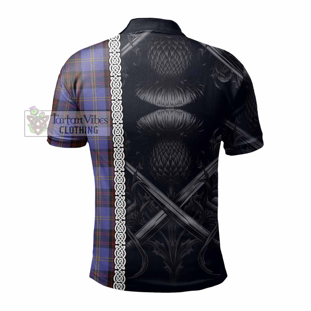 Tartan Vibes Clothing Rutherford Tartan Polo Shirt with Family Crest Cross Sword Thistle Celtic Vibes