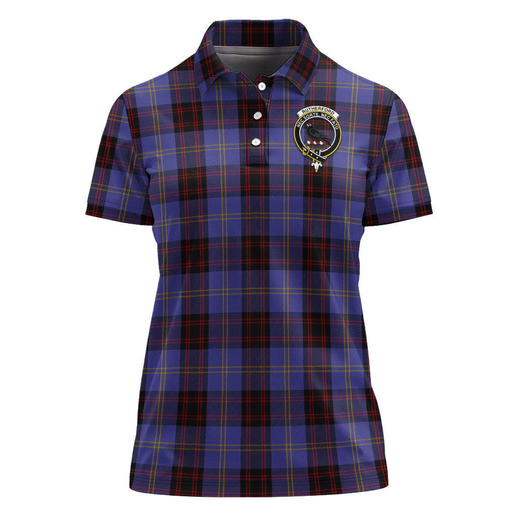 Rutherford Tartan Polo Shirt with Family Crest For Women - Tartan Vibes Clothing
