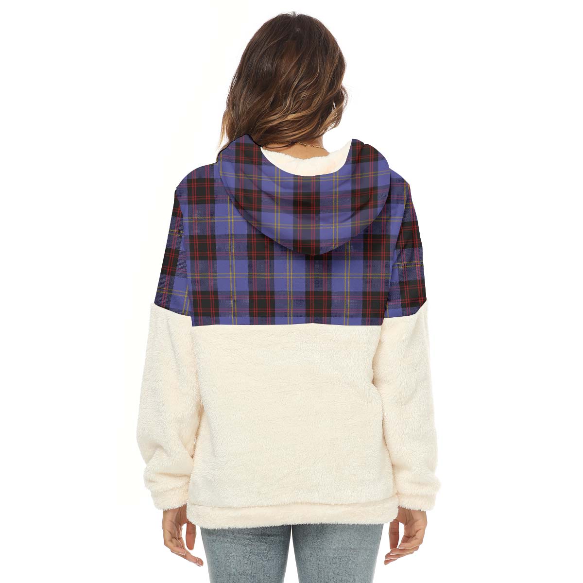 Rutherford Tartan Women's Borg Fleece Hoodie With Half Zip - Tartan Vibes Clothing