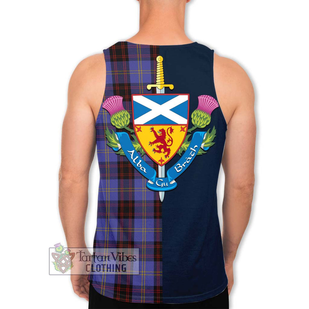 Tartan Vibes Clothing Rutherford Tartan Men's Tank Top with Scottish Lion Royal Arm Half Style