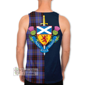 Tartan Vibes Clothing Rutherford Tartan Men's Tank Top with Scottish Lion Royal Arm Half Style