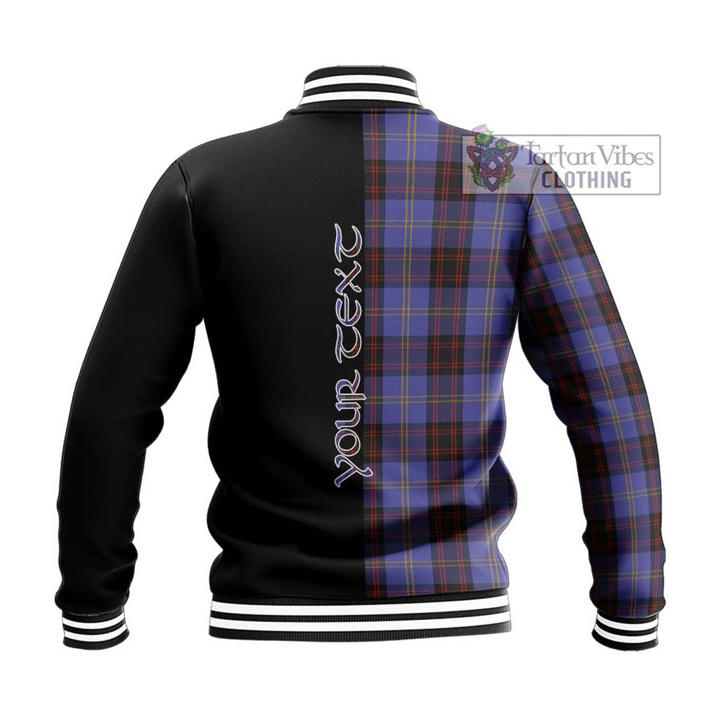 Rutherford Tartan Baseball Jacket with Family Crest and Half Of Me Style - Tartanvibesclothing Shop