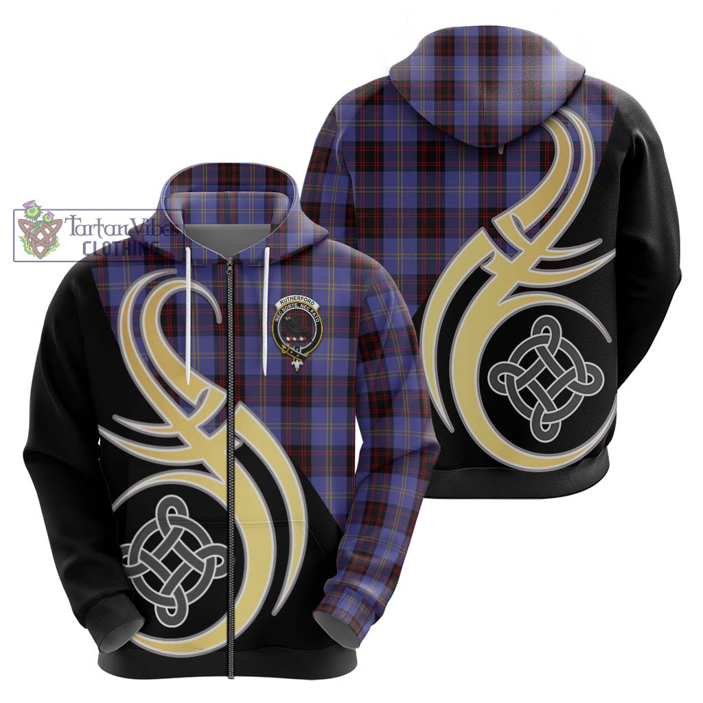 Rutherford Tartan Hoodie with Family Crest and Celtic Symbol Style - Tartan Vibes Clothing