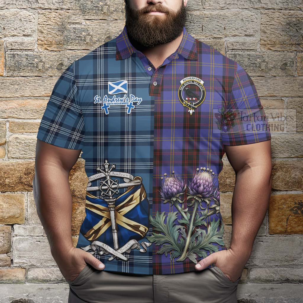 Tartan Vibes Clothing Rutherford Tartan Polo Shirt Happy St. Andrew's Day Half Tartan Style