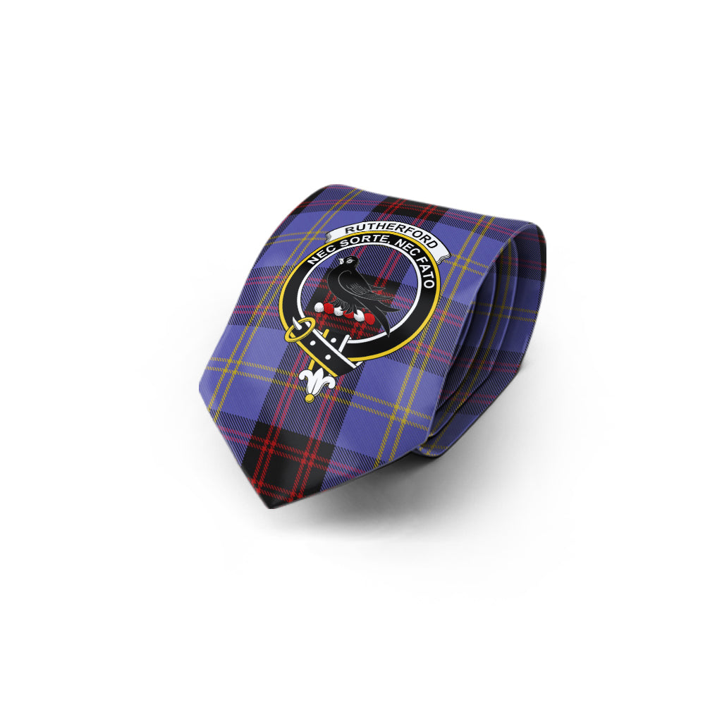 Rutherford Tartan Classic Necktie with Family Crest - Tartan Vibes Clothing