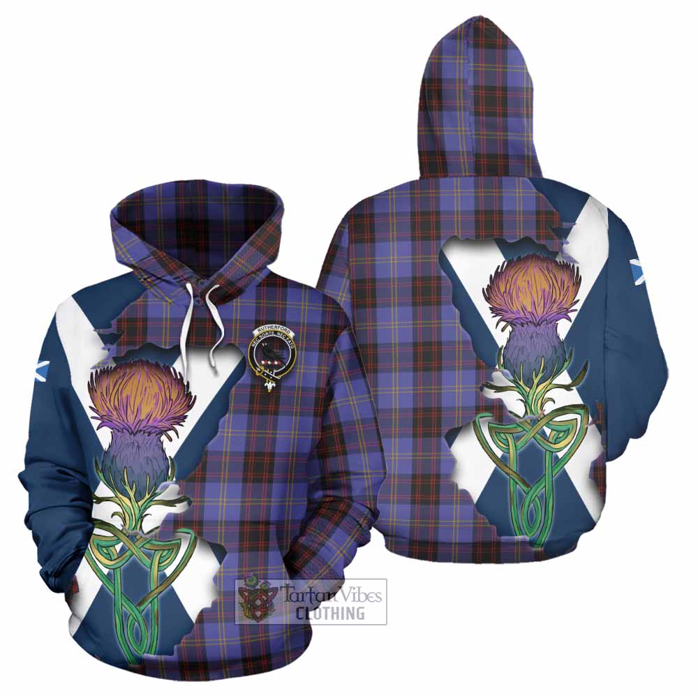 Tartan Vibes Clothing Rutherford Tartan Family Crest Hoodie Scottish Thistle Celtic Inspired