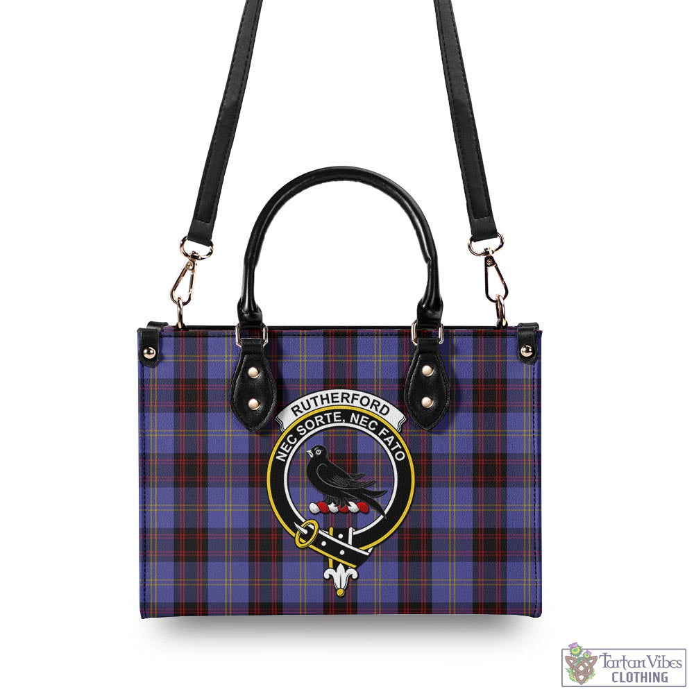 Tartan Vibes Clothing Rutherford Tartan Luxury Leather Handbags with Family Crest